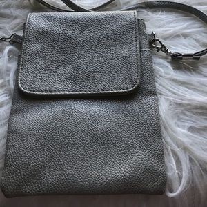 Gray cross body purse